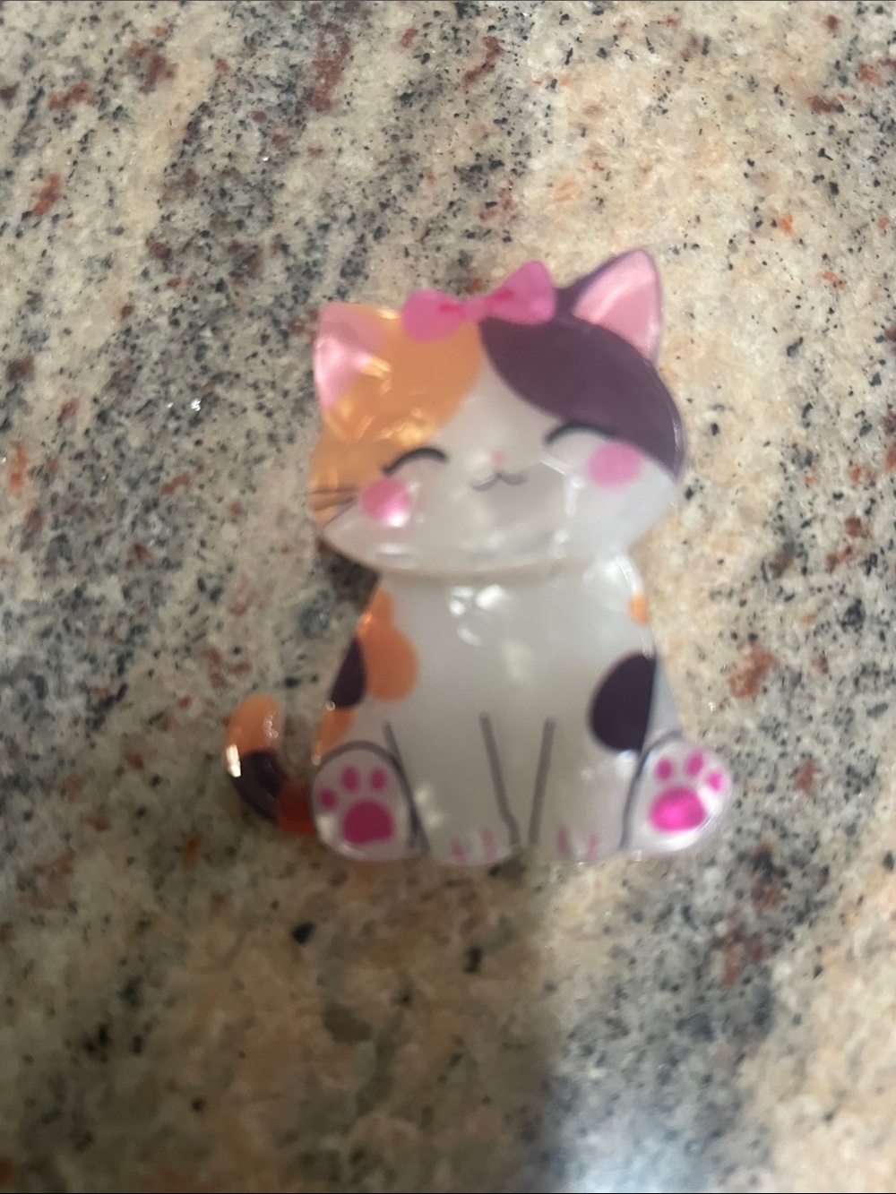 Cute Calico Cat Decorative Pin - Pink and Orange Accent